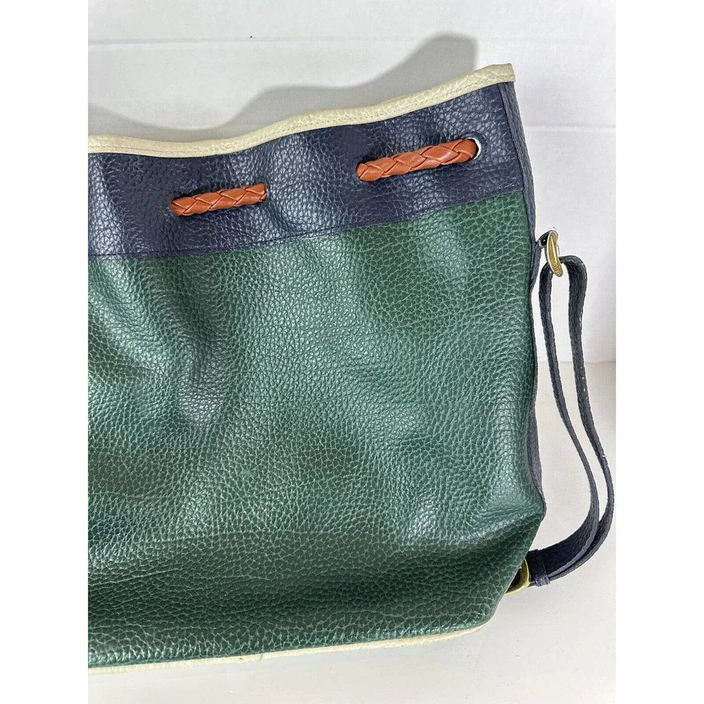 Vtg Dooney & Bourke Teton Tri-Color Drawstring Bucket Bag All Weather Leather - Picture 7 of 15